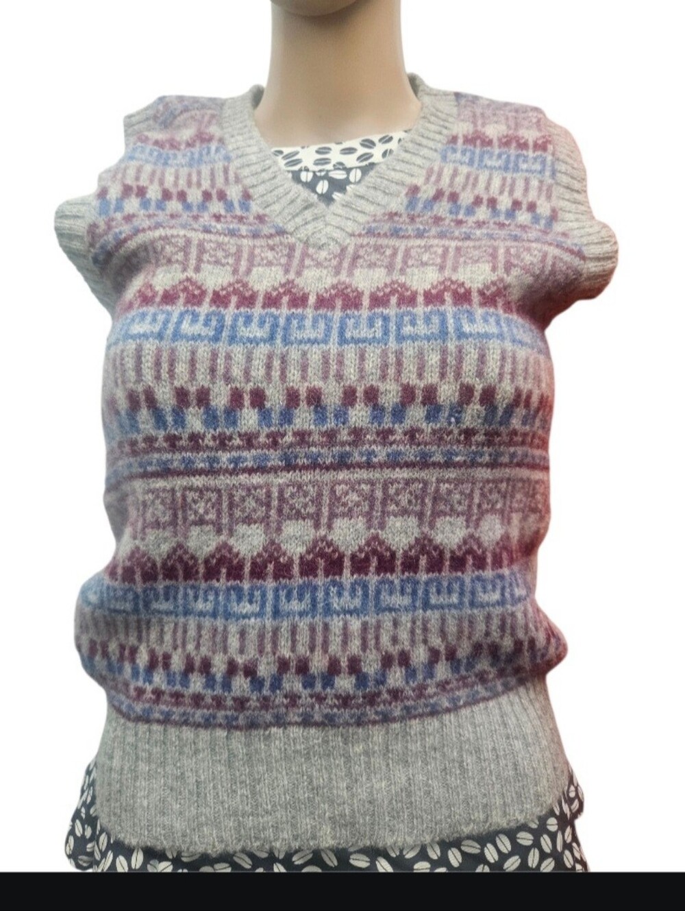 Glen Gordan Of Scotland Fair Isle Vest 100% Pure Wool Shetland
